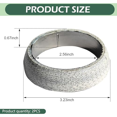 MOXRUQ 2 PCS Exhaust Manifold Gasket, 2.56" Graphite Exhaust Donut Gasket, Universal Donut Gasket Replacement for Preventing Leaking Between Exhaust Pipe and Exhaust Manifold (Silver) - Image 2