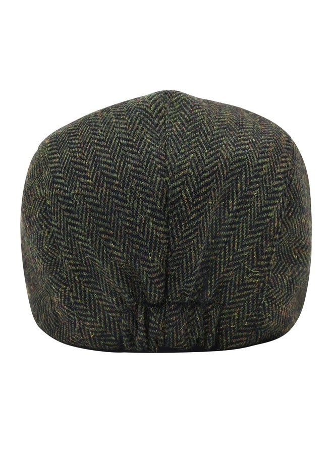STARANCE Men's Flat Cap Wool Tweed Driving Irish Newsboy Hat, Herringbone Green, One size - Image 5
