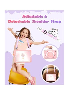 OCTOBER for iPad 9th/8th/7th Generation Case 10.2 Inch Cute Girls Kawaii Cover Girly 3D Cat Cartoon Women with Rotating Handle Stand u0026 Strap Soft Silicone Funda for Apple iPad Cases 9th/8th/7th Gen  - Image 3