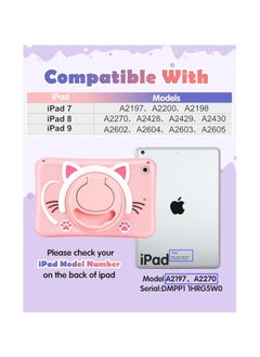 OCTOBER for iPad 9th/8th/7th Generation Case 10.2 Inch Cute Girls Kawaii Cover Girly 3D Cat Cartoon Women with Rotating Handle Stand u0026 Strap Soft Silicone Funda for Apple iPad Cases 9th/8th/7th Gen  - Image 2