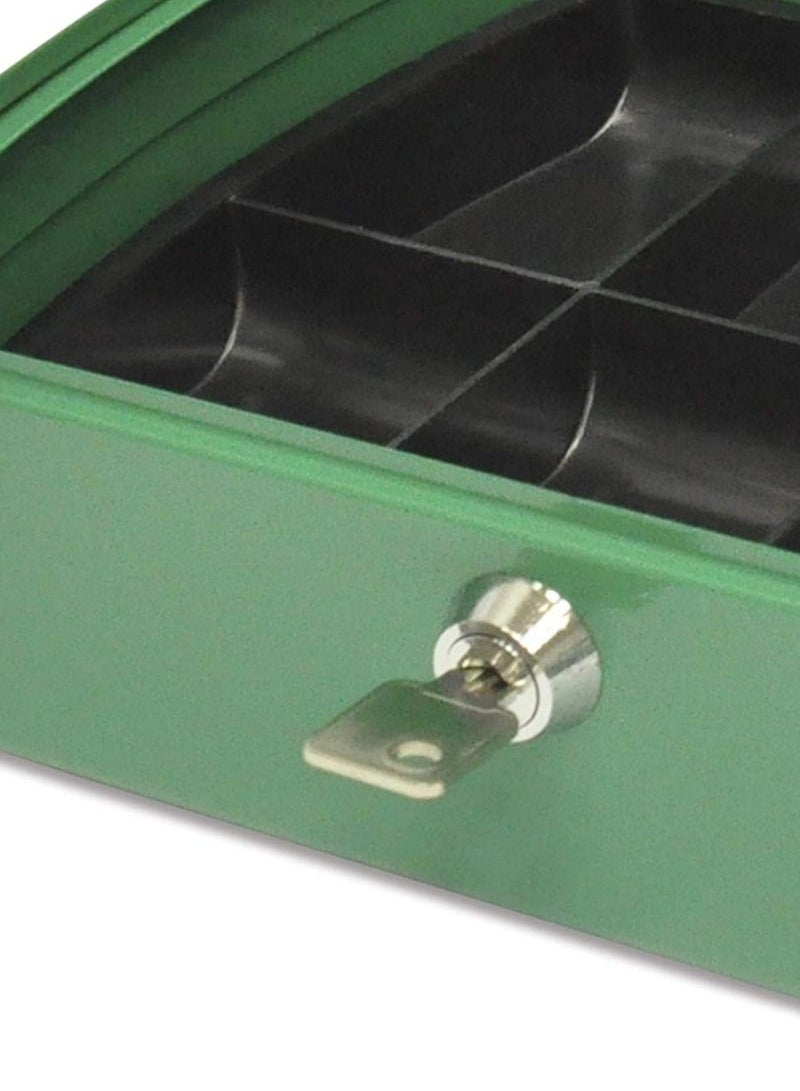 FIS Cash Box/jewerly safe Steel Green Color With key lock, size:25x18x9 cm, 10 Inch Lock Size - FSCPTS0120GR - Image 3