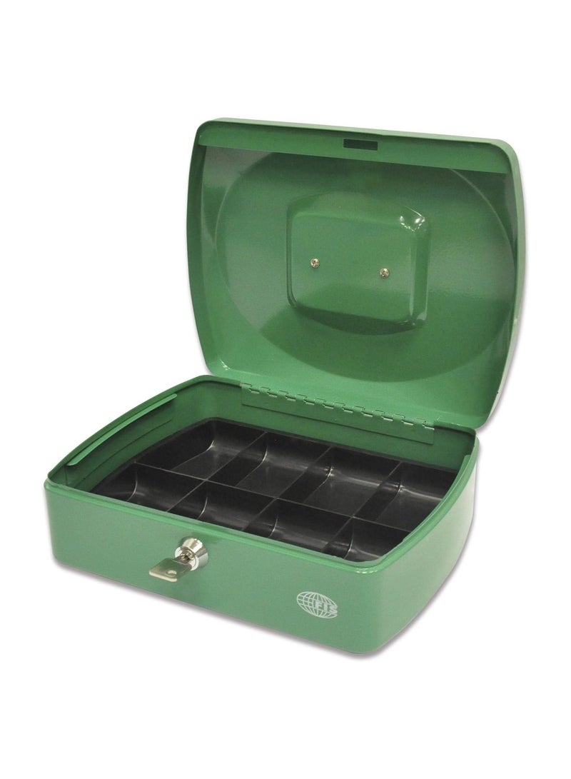 FIS Cash Box/jewerly safe Steel Green Color With key lock, size:25x18x9 cm, 10 Inch Lock Size - FSCPTS0120GR - Image 2