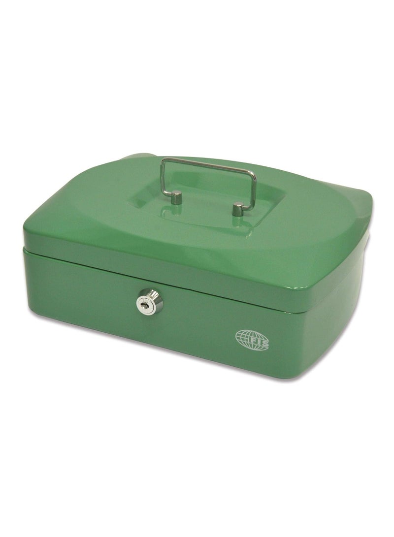 FIS Cash Box/jewerly safe Steel Green Color With key lock, size:25x18x9 cm, 10 Inch Lock Size - FSCPTS0120GR - Image 1