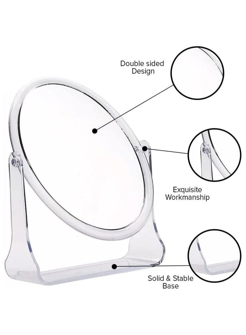 Magnifying Vanity Mirror With Stand - Small Cosmetic Makeup Mirror | Bathroom Shaving Circle Mirror, Dressing Table Mirror, Beauty Mirror | Travel Car Portable Mirror | Double Sided Round Mirror - Image 4
