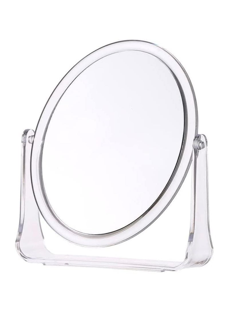 Magnifying Vanity Mirror With Stand - Small Cosmetic Makeup Mirror | Bathroom Shaving Circle Mirror, Dressing Table Mirror, Beauty Mirror | Travel Car Portable Mirror | Double Sided Round Mirror - Image 1