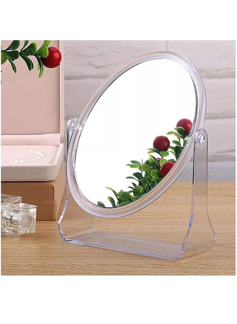 Magnifying Vanity Mirror With Stand - Small Cosmetic Makeup Mirror | Bathroom Shaving Circle Mirror, Dressing Table Mirror, Beauty Mirror | Travel Car Portable Mirror | Double Sided Round Mirror - Image 3