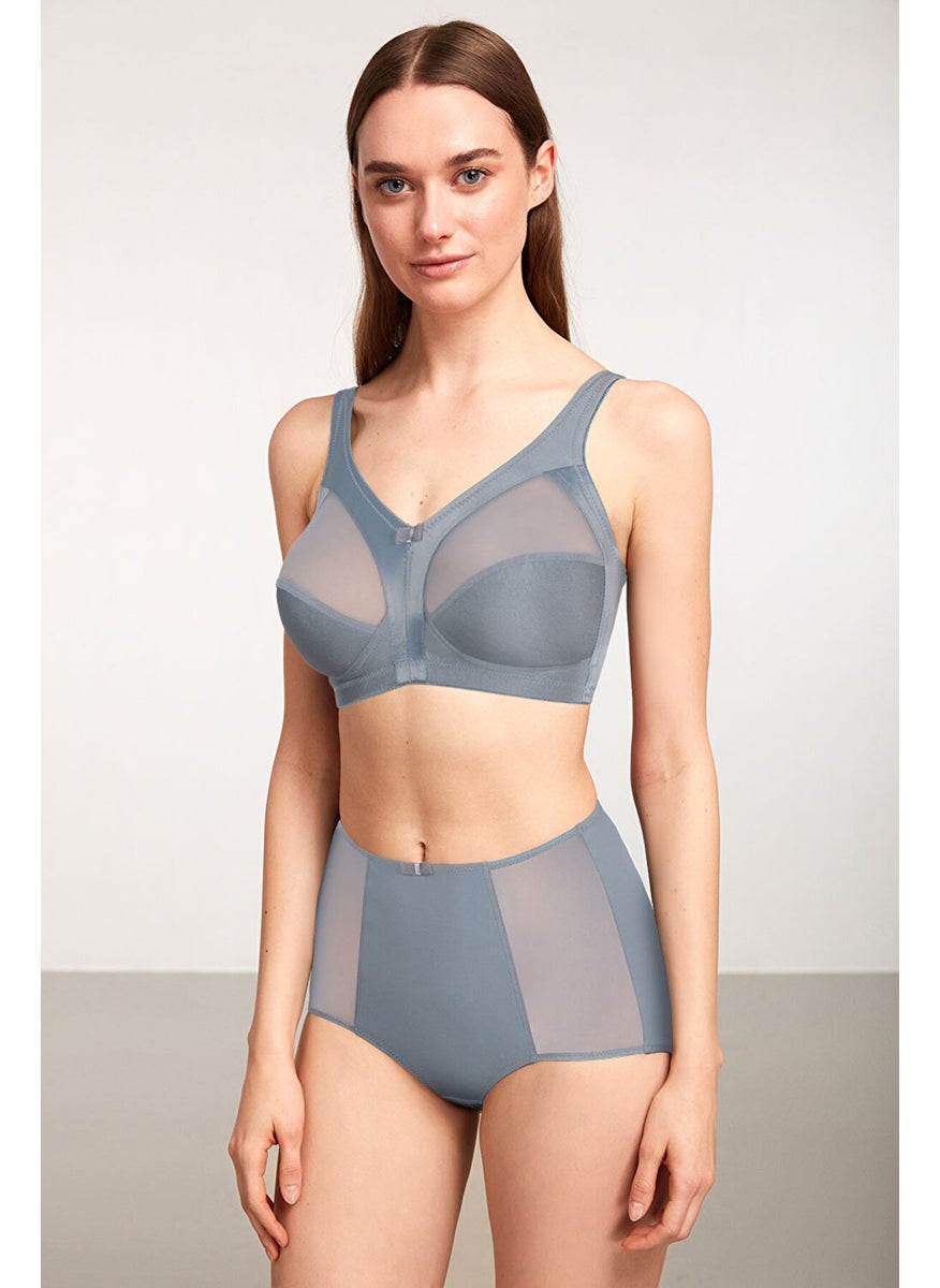KOM Bianca Wire-Free and Cupless Minimizing Bra Gray 