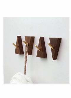 Excefore Wood Wall Hook, Purse Hanger for Wall Cute Wall Hooks for Hanging Coats Hat Hangers Wall Mounted Modern Wall Hooks Black Metal Hooks Wall Decorative Wall Hooks (4, Black Walnut Wood)  - Image 2