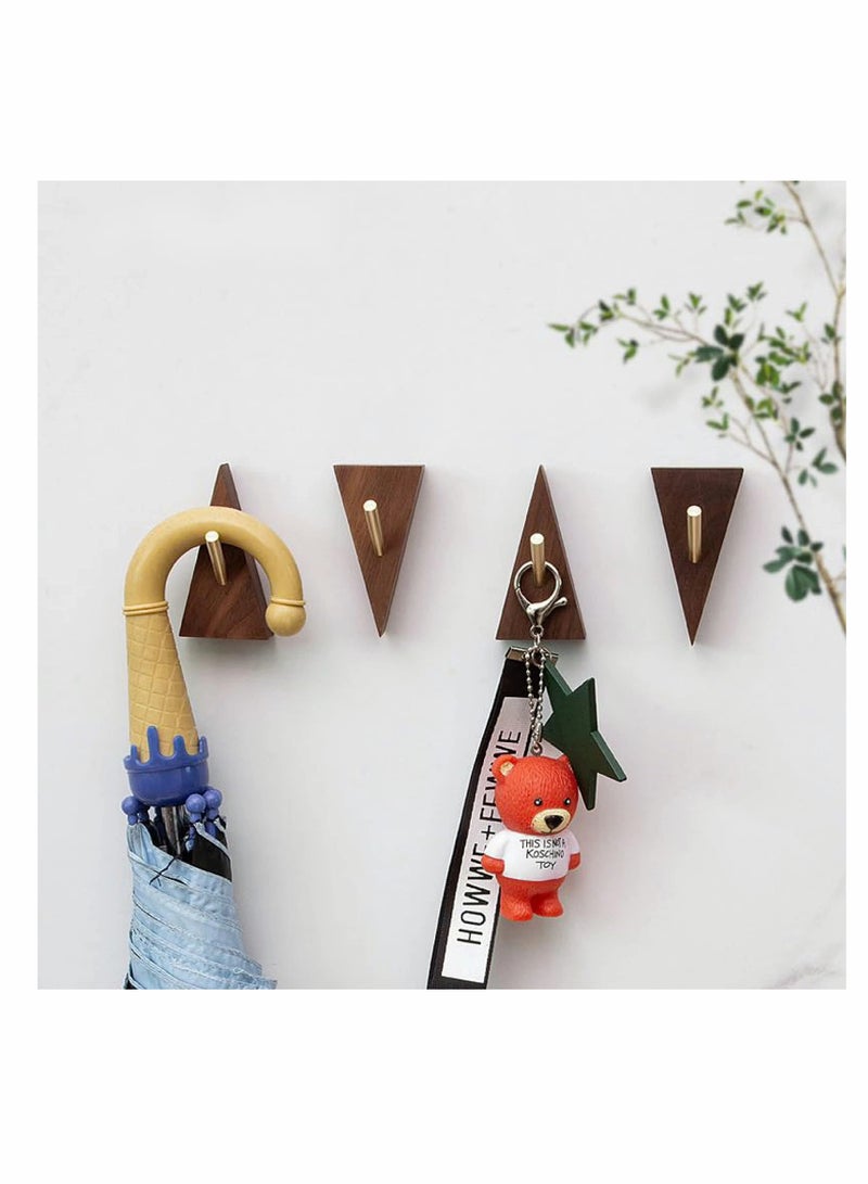 Excefore Wood Wall Hook, Purse Hanger for Wall Cute Wall Hooks for Hanging Coats Hat Hangers Wall Mounted Modern Wall Hooks Black Metal Hooks Wall Decorative Wall Hooks (4, Black Walnut Wood) - Image 3