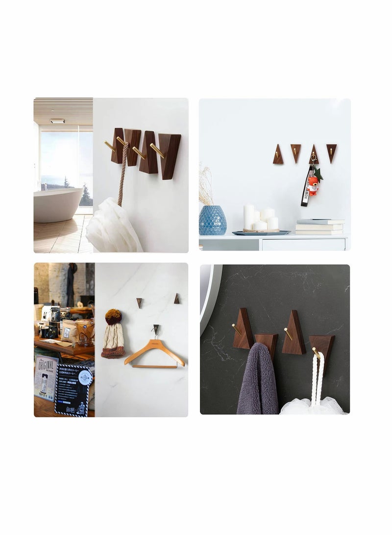 Excefore Wood Wall Hook, Purse Hanger for Wall Cute Wall Hooks for Hanging Coats Hat Hangers Wall Mounted Modern Wall Hooks Black Metal Hooks Wall Decorative Wall Hooks (4, Black Walnut Wood) - Image 5