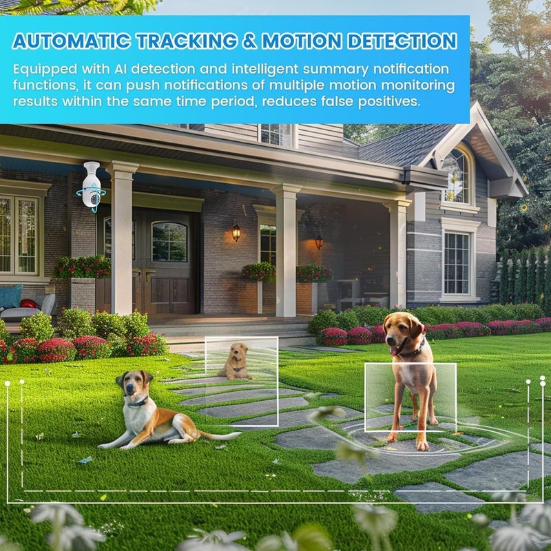 TP PLUS كاميرا أمان منزلية ذكية بدقة 3MP Full HD مع واي فاي CCTV بزاوية 360° مع كاميرا مصباح قابلة للتدوير والدوران ودعم بطاقة SD سعة 128GB (غير مدرجة) مثالية لمراقبة المكتب المنزلي (K-802) - Image 5