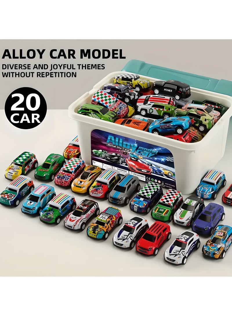 LIXADA 20pcs Metal Toy Car Set with Ramp Function and Storage Box - Assorted Colors, Ideal Gift for Boys and Girls Ages 3+, Perfect for Birthday, School Day, Special Festival Gift (Toy Cars Random Color)  - Image 2