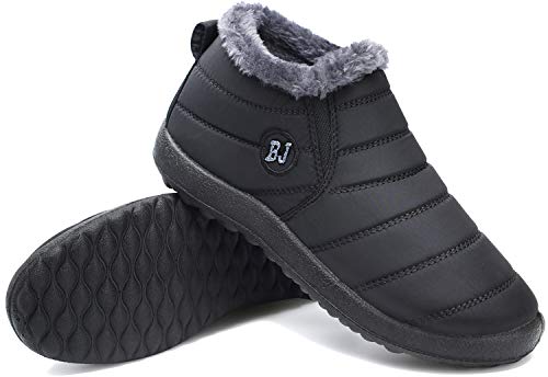 JOINFREE Winter Snow Boots with Waterproof Oxford Cloth Fur lined Winter Shoes for Outdoor for Women Black 7.5 M - Image 2