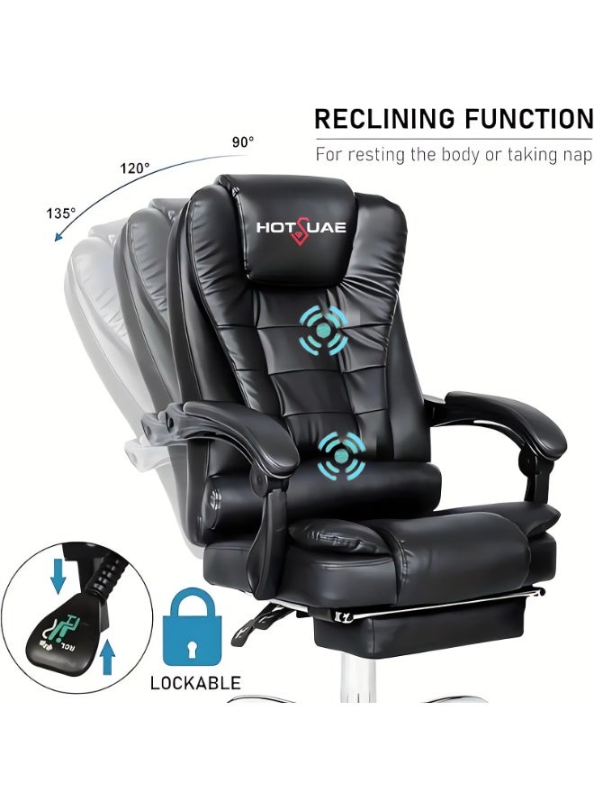 هوتس يو أيه إي كرسي الكمبيوتر مع نظام تدليك نقطتين ، مجهز بمساندات الذراع والارتفاع القابل للتعديل ، مناسب لاستخدام المكتب المنزلي. - Image 3