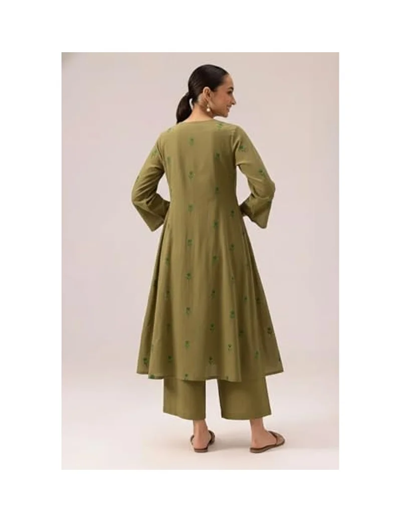 Gosriki GoSriKi Women's Rayon Viscose A-Line Printed Kurta with Palazzo