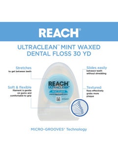 REACH Waxed Mint Dental Floss Effective Plaque Removal Teeth & Gum Protection Shredresistant For Thoroughly Clean In Tight Area Pfas Free 30 Yards 1 Pack  - Image 3