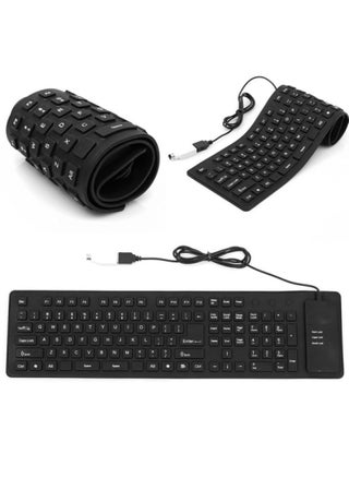 Waterproof USB keyboard made of flexible and foldable silicone gel, contains 85 keys in Arabic and English, soft rubber keyboard buttons cover for computers and laptops, black - pzsku/ZB566B783544895CAE5EAZ/45/_/1724166280/feed848d-b088-4bd2-b549-604b8e63f769