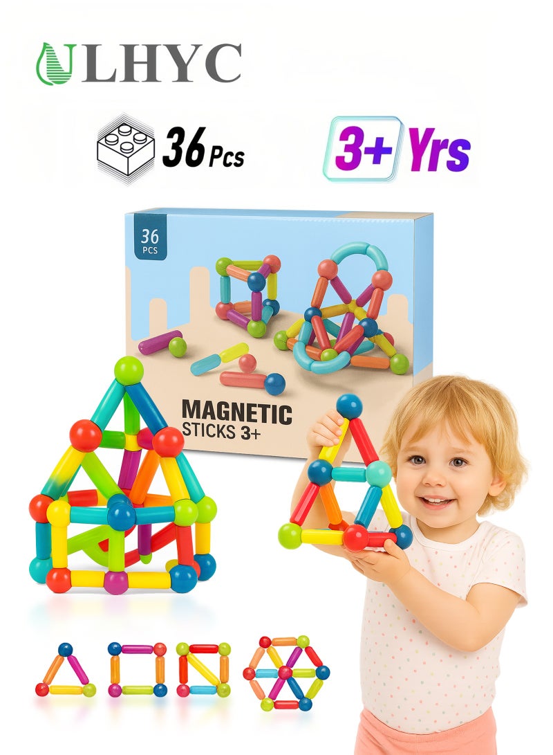 ULHYC 36 Pieces Magnetic Building Sticks Blocks Toy - Image 1