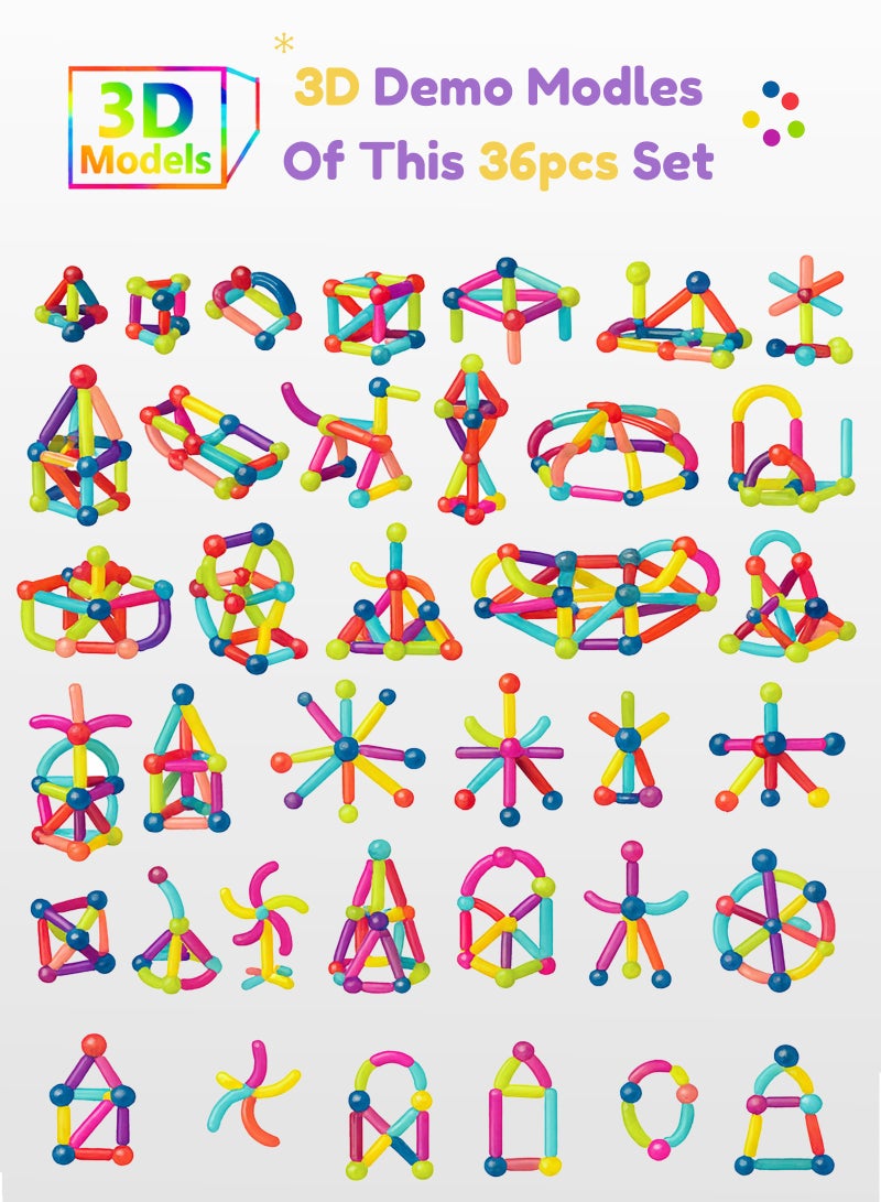 ULHYC 36 Pieces Magnetic Building Sticks Blocks Toy - Image 5