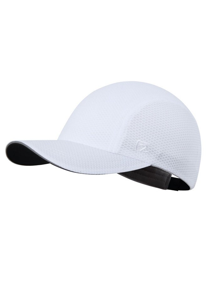 GADIEMKENSD - Women'S Race Day Running Hat Performance Mesh Baseball Cap Excellent Ventilation Lightweight Reflective Safety Ponytail Hats For Exercise Golf Hiking Beach Workout Gym White - Image 1
