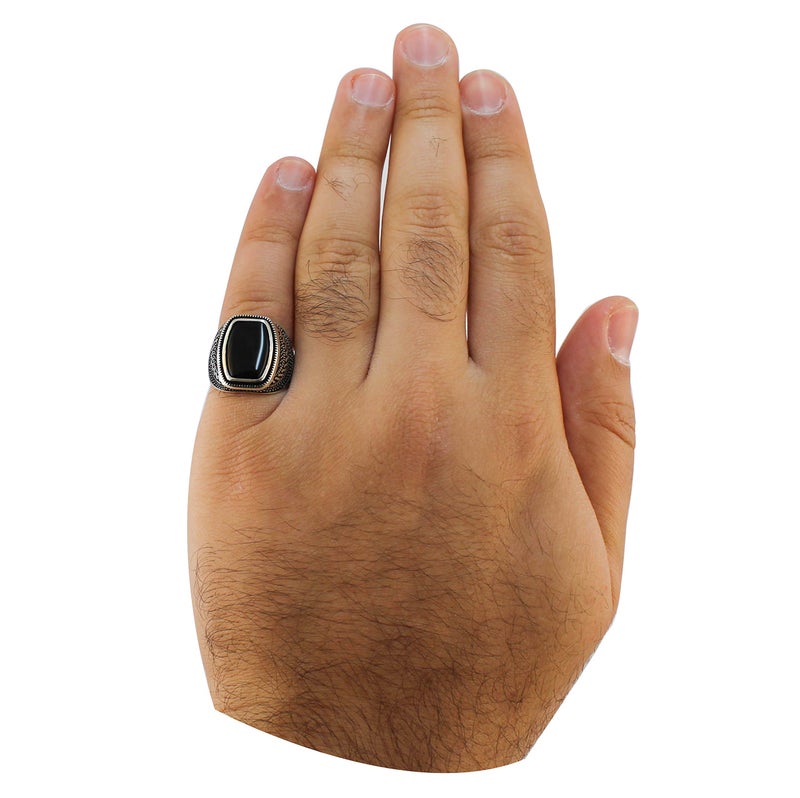 Babylon Silver 925 Sterling Silver Jewelry Onyx Stone Men Ring (8) - Image 5