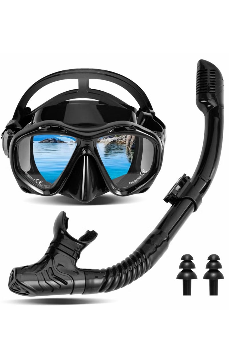WALALLA Adult Snorkeling Gear, Dry Snorkeling Kit, 180° Panoramic Wide View Dive Mask, Free Breathing Snorkeling Mask for Snorkeling, Scuba Diving and Swimming Trips - Image 1
