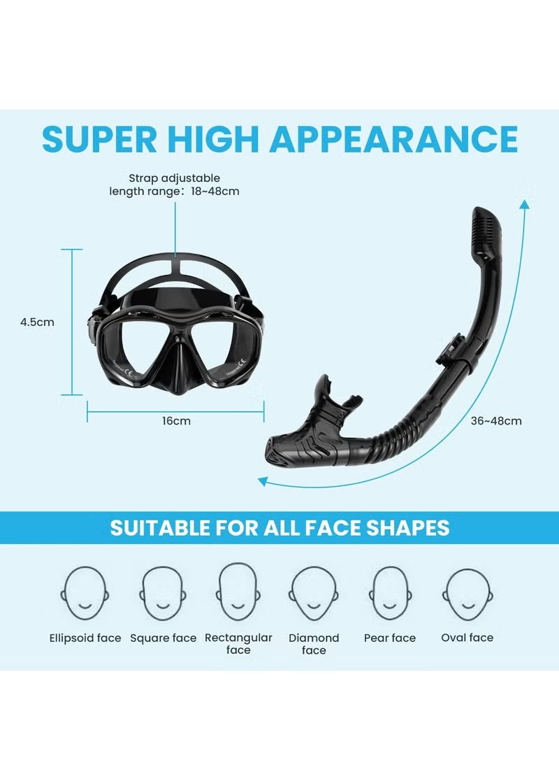 WALALLA Adult Snorkeling Gear, Dry Snorkeling Kit, 180° Panoramic Wide View Dive Mask, Free Breathing Snorkeling Mask for Snorkeling, Scuba Diving and Swimming Trips - Image 2