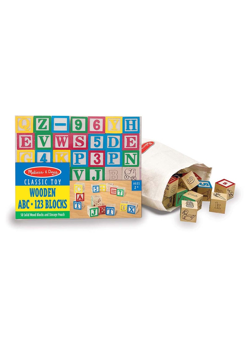 Melissa & Doug Deluxe Wooden ABC/123 1-Inch Blocks Set With Storage Pouch 50 Piece Letters And Numbers Wood Blocks, ABC Wood Blocks, Classic Wooden Blocks For Toddlers And Kids Ages 2+ - Image 3