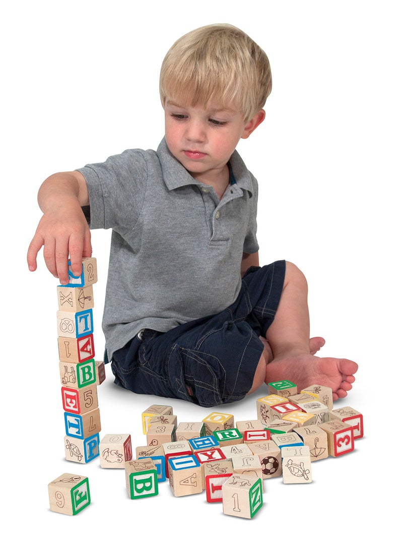 Melissa & Doug Deluxe Wooden ABC/123 1-Inch Blocks Set With Storage Pouch 50 Piece Letters And Numbers Wood Blocks, ABC Wood Blocks, Classic Wooden Blocks For Toddlers And Kids Ages 2+ - Image 5