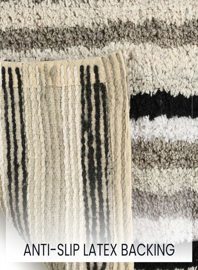 SASHAA WORLD Striped Anti-Skid Bathmat & Contour Set | Ultra Soft, Highly Absorbent, Ideal for Bathroom & Home Use, 2-Piece Set with Rectangle & Contour Mats | 50x80 cm, Black, White & Grey Pack of 2 - Image 3