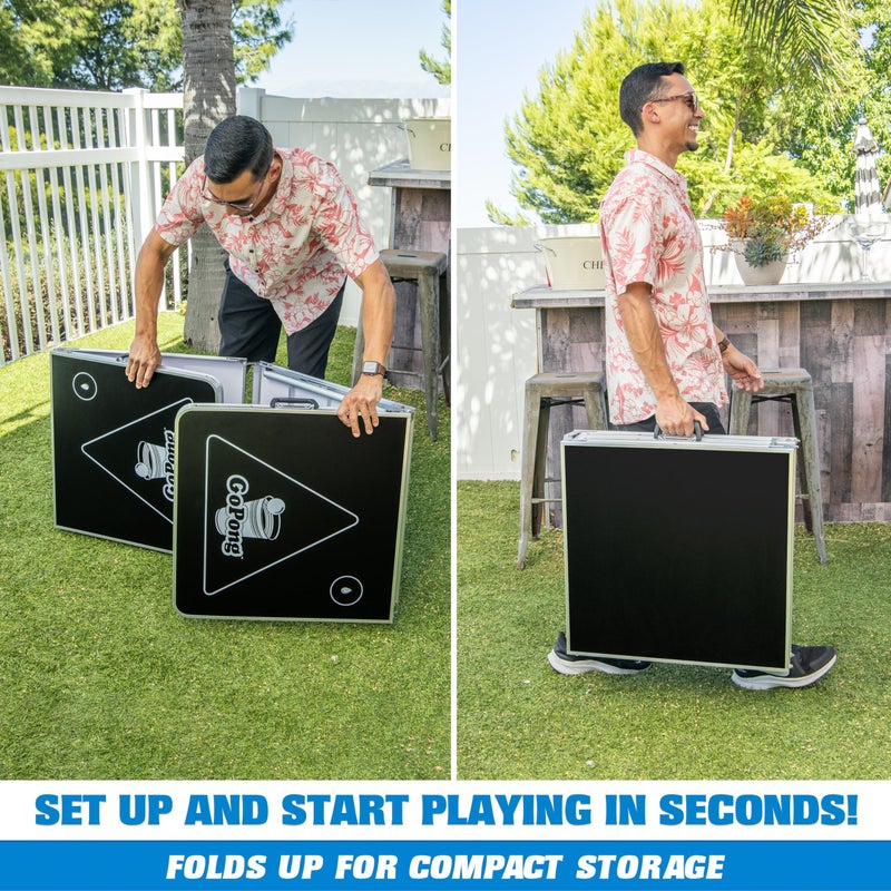 GoPong 8 Foot Portable Beer Pong / Tailgate Tables (Black, Football, American Flag, or Custom Dry Erase) - Image 4