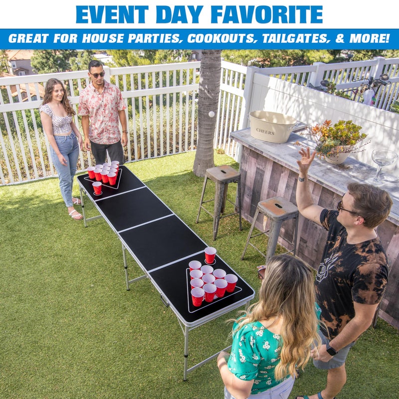 GoPong 8 Foot Portable Beer Pong / Tailgate Tables (Black, Football, American Flag, or Custom Dry Erase) - Image 3
