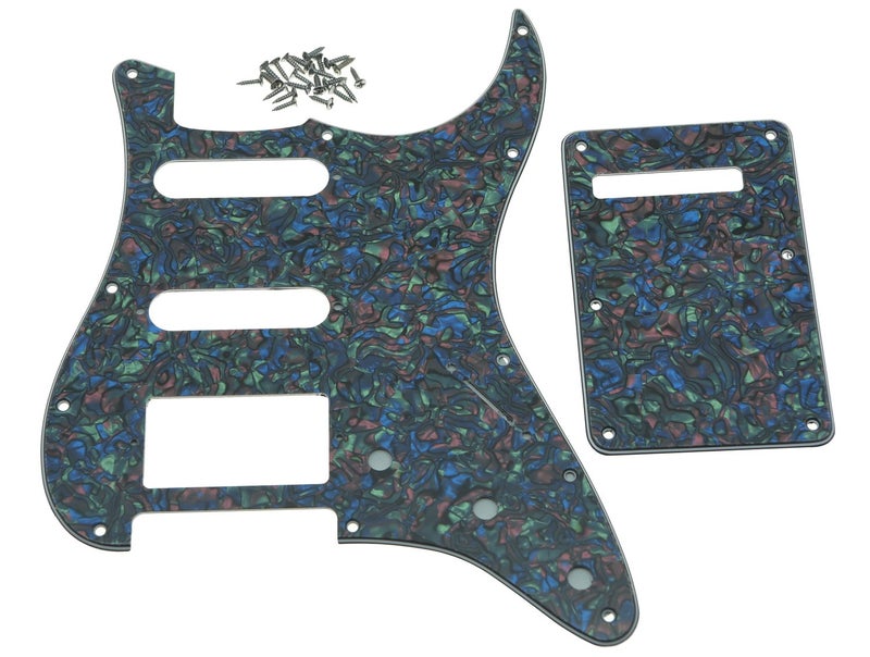 KAISH 11 Hole ST/Strat Style HSS Pickguard with ST Back Plate Tremolo Trem Cover for USA/Mexico Stratocaster/Strat Abalone Pearl - Image 1