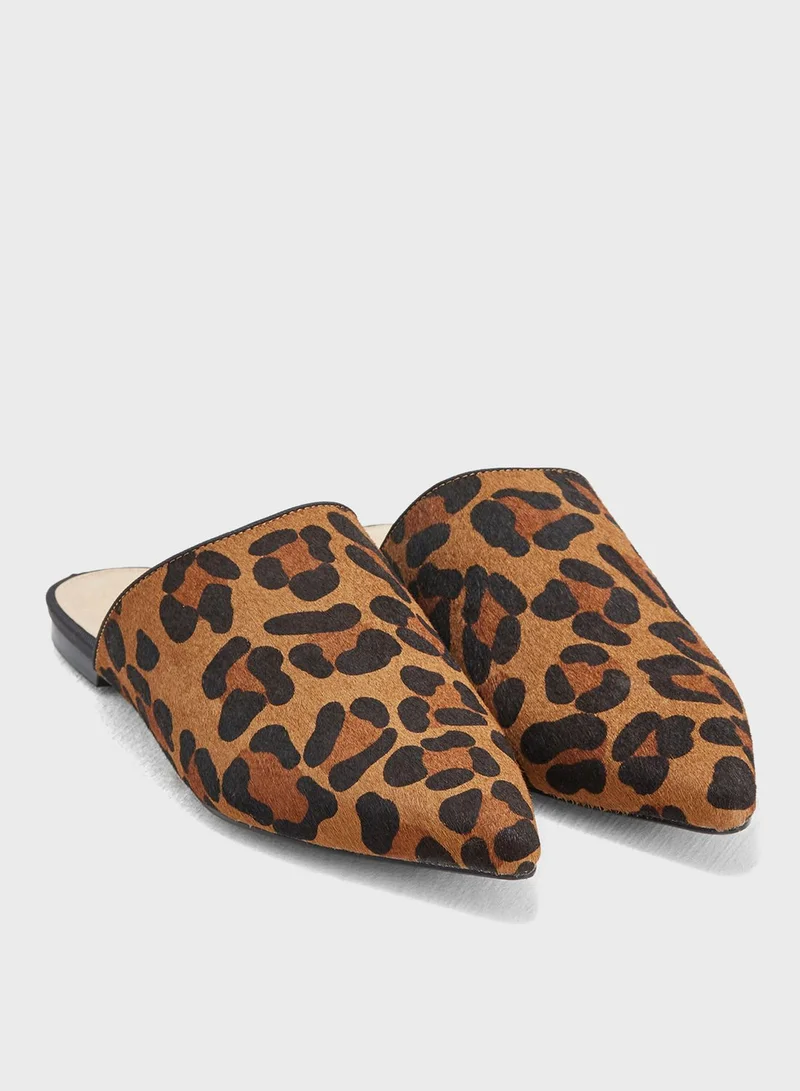 Miss KG Leopard Print Pony Slip On Mules