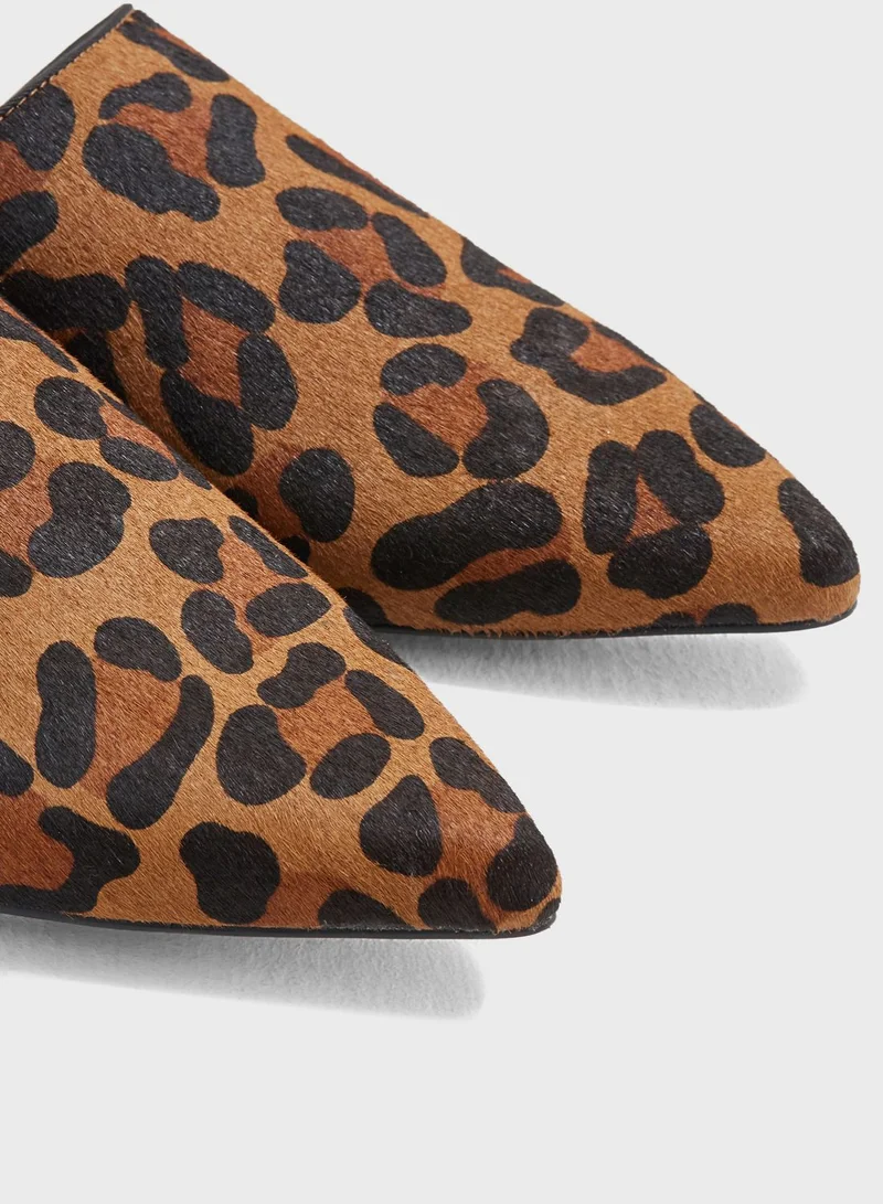 Miss KG Leopard Print Pony Slip On Mules
