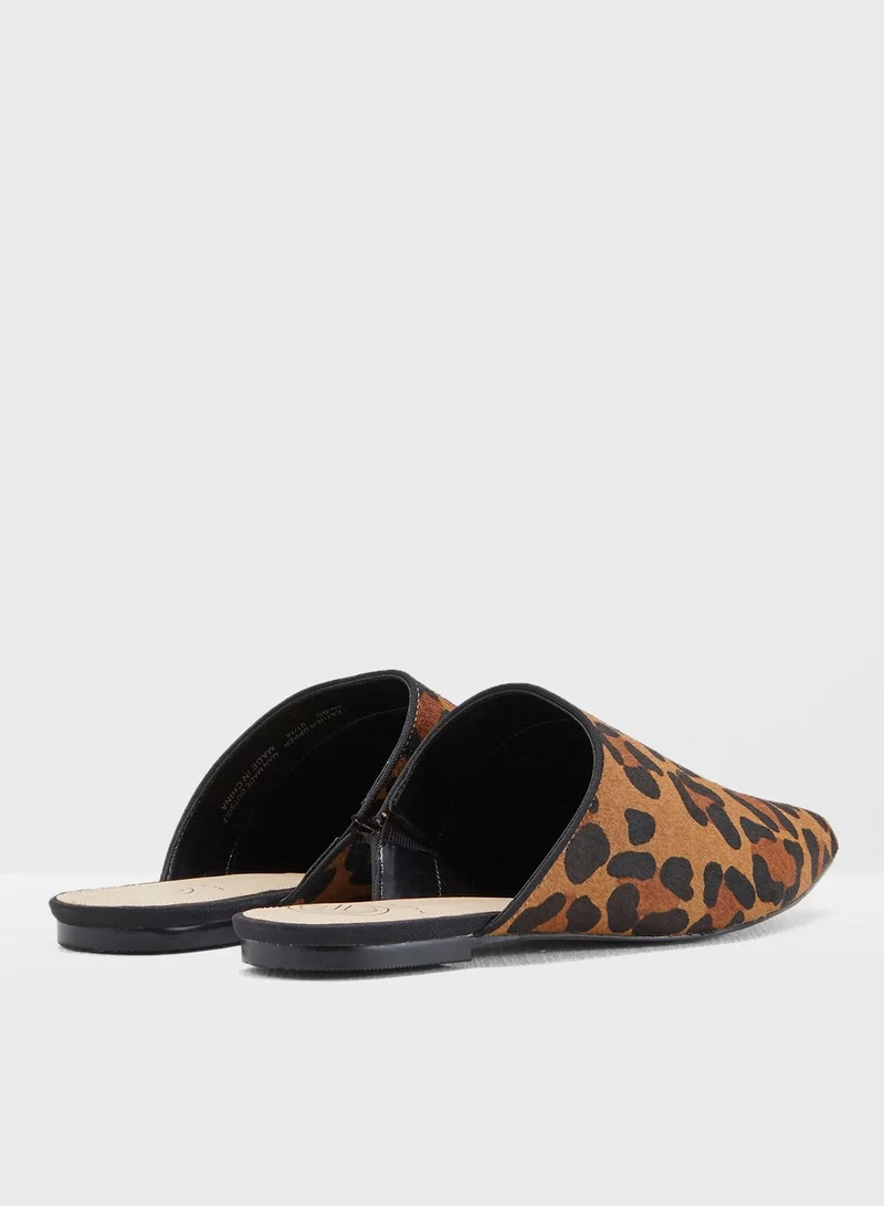 Miss KG Leopard Print Pony Slip On Mules