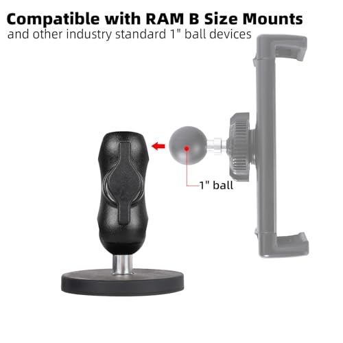 FPN 66mm Diameter Round Heavy-Duty Magnetic Base Mount with 25mm /1 inch Rubber Coating Ball & Double Socket Arm Compatible with RAM B Size Mounts (Magnetic Bsae w 2.36" Arm) - Image 4