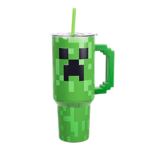 Bioworld Minecraft Creeper Ultimate 40 Oz Stainless Steel Tumbler With Pixelated Handle - Image 3