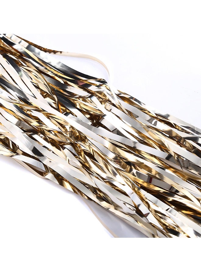 2 Pack Glitter Fringe Rain Champagne Gold Fringe Curtain Backdrop Curtain 2.5M x 1M Photo Booth Backdrop Fringe Curtains Metallic Curtains for Birthday Parties Wedding Graduations Party Decorations - Image 5