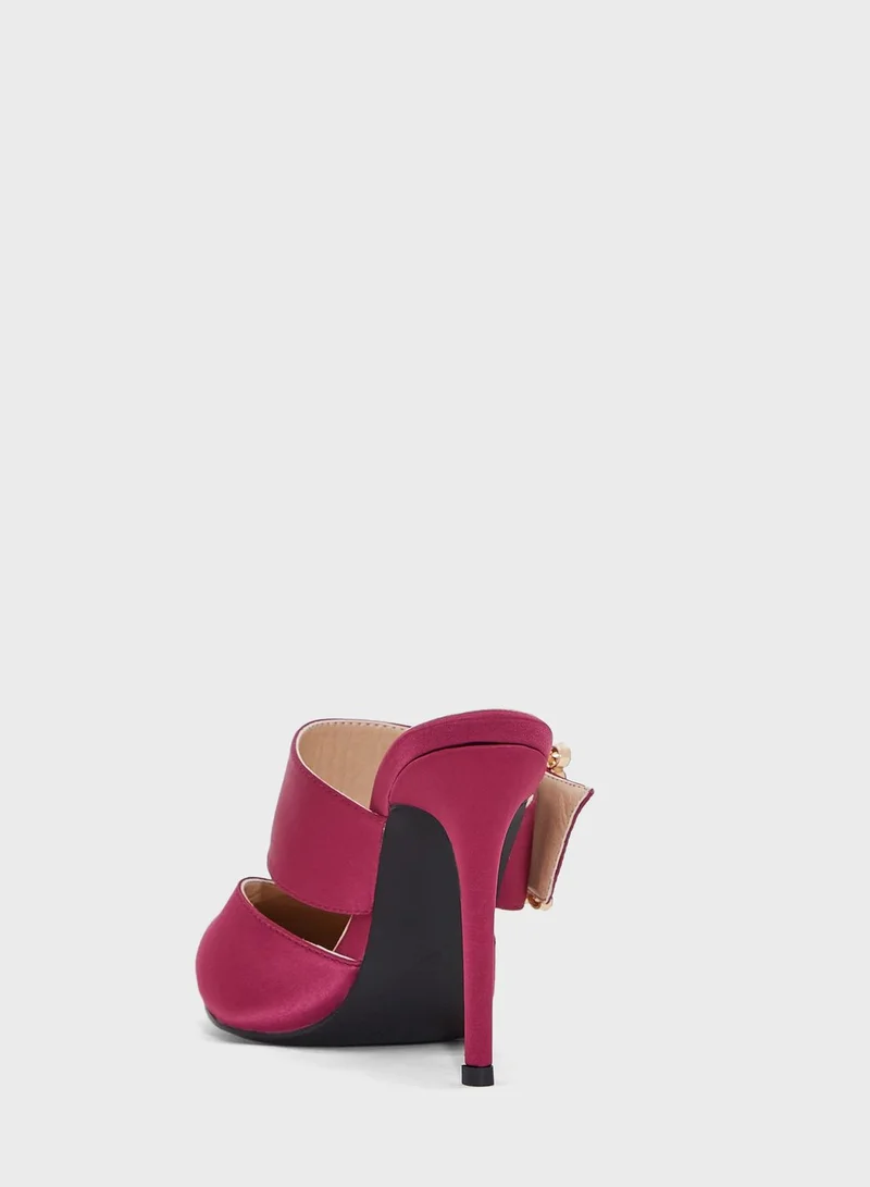 Khizana Jewelled Buckle Satin Slip On Pump