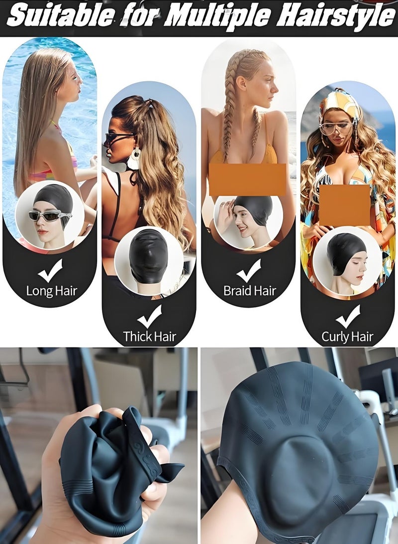Wish Plus Silicone Swimming Cap for Men Women Adults, Durable Flexible and Skin Friendly Bathing Swimming Caps for Long and Short Hairs, Protect Your Ears and Hair, Ergonomic Design With Ear Protection Pocket - Image 3