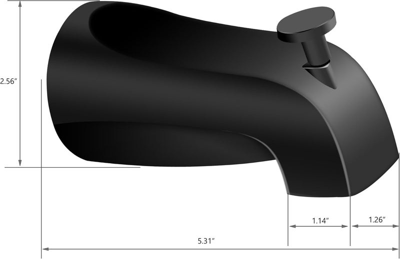 sagetta Slip on Universal Bathtub Spout with Diverter Zinc Alloy Rustproof Bath Faucet, Fits 1/2" Copper Water Tube(5/8" Dia), 5/32" Hex Wrench, Black - Image 3