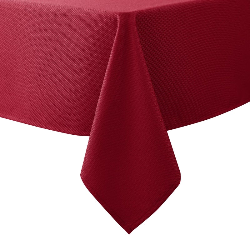 Biscaynebay Textured Fabric Christmas Rectangle Table Cloth 90x132 Inch Red Water Resistant Tablecloths for Dining Kitchen Wedding and Parties Machine Washable
