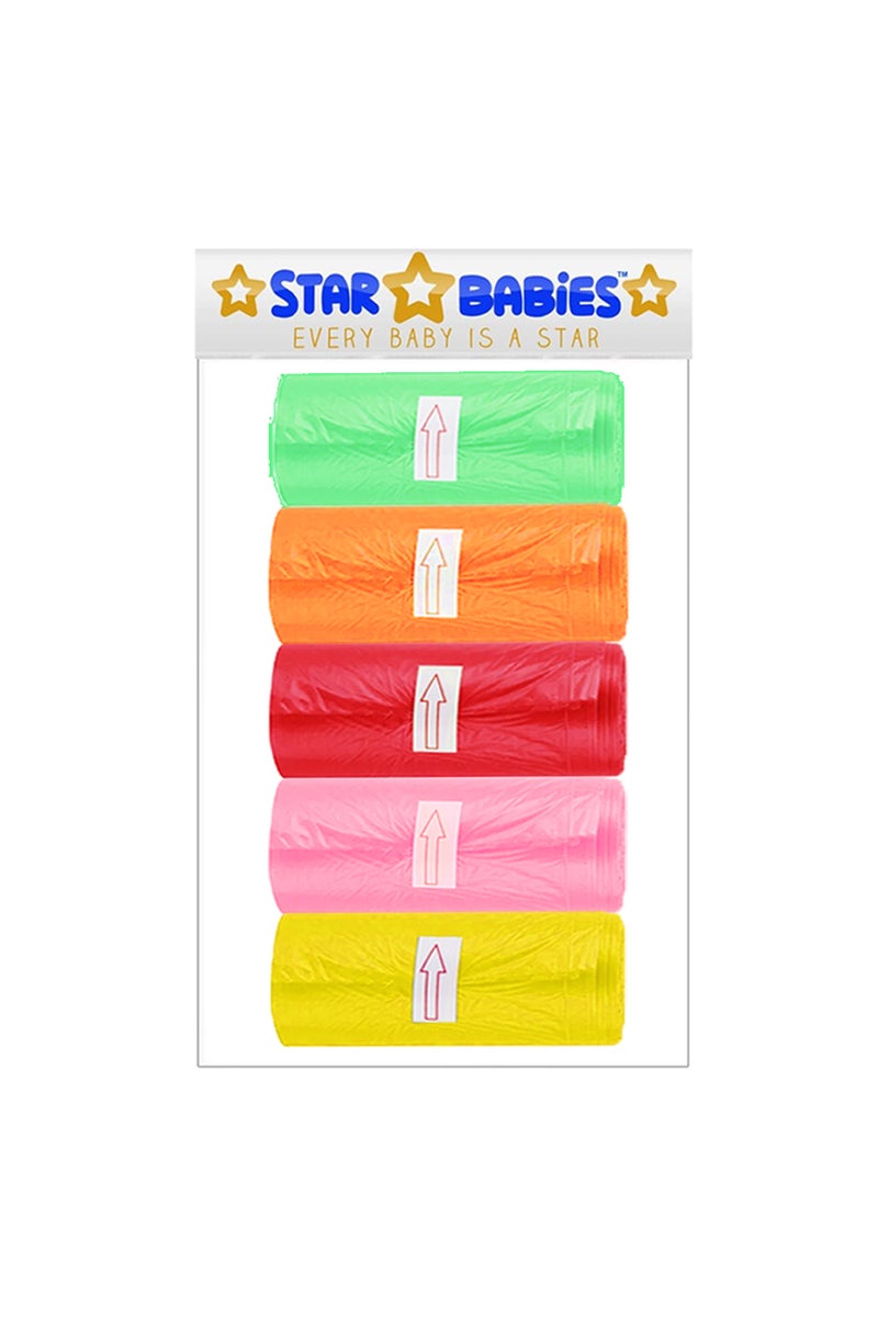 Star Babies Scented Bags  Odor Neutralizing  Leak-Proof  Compact Roll  0 Months   22 x 32 cm  Multicolor  Pack of 5 Rolls - 75 Pieces - Image 1