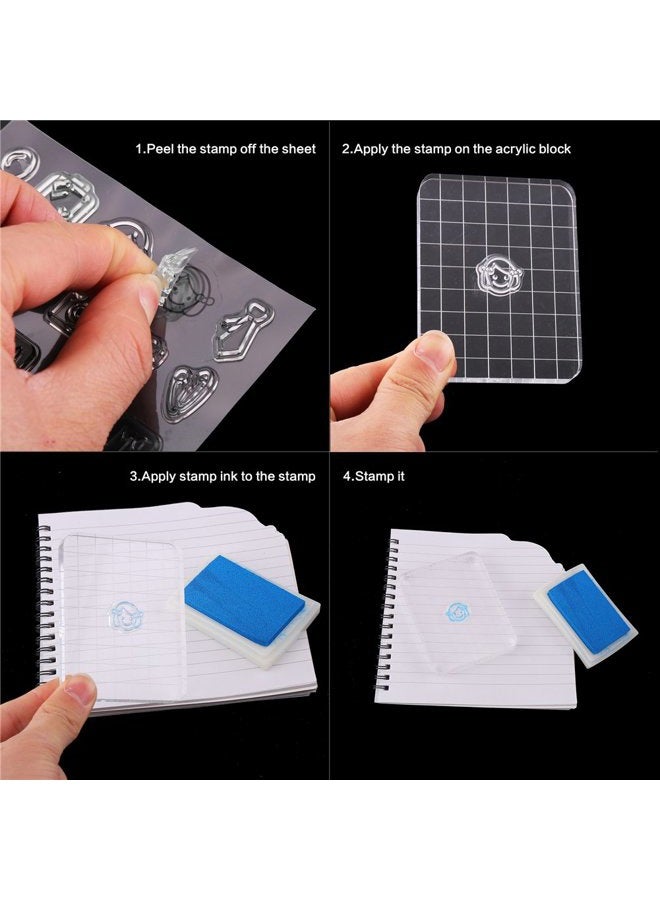 CCINEE Clear Stamp Block Transparent Acrylic Block with Grid and Grip for Stamping Scrapbooking Craft Making - Image 4