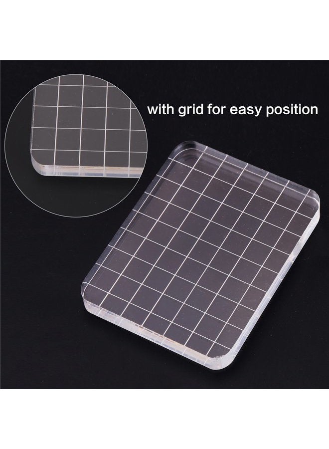CCINEE Clear Stamp Block Transparent Acrylic Block with Grid and Grip for Stamping Scrapbooking Craft Making - Image 3