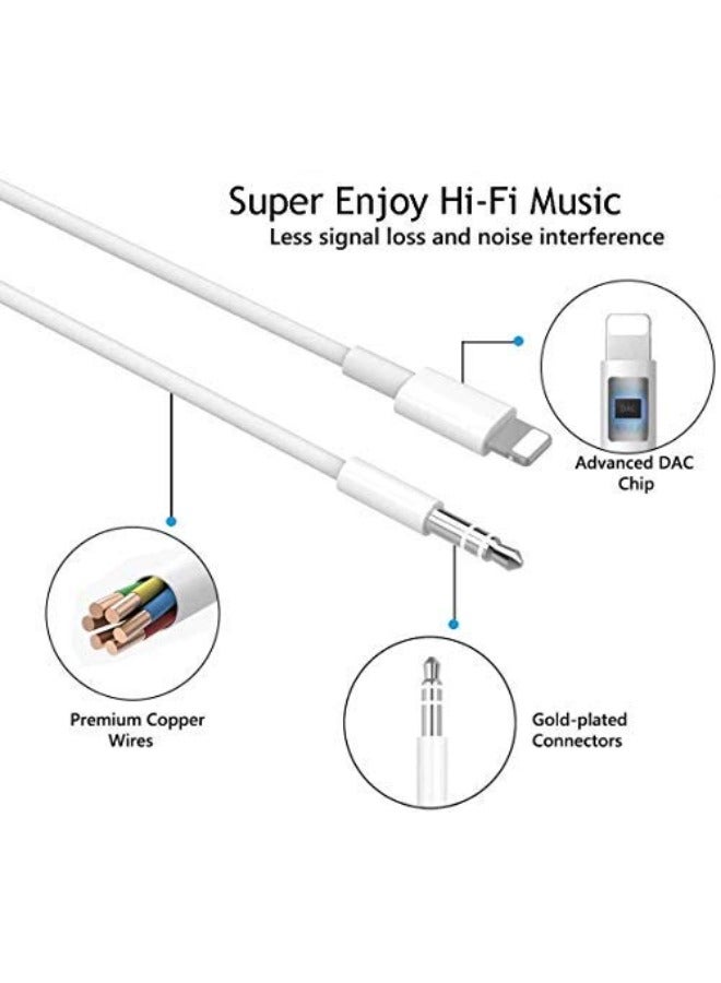 بروماس كيبل ايفون بمدخل AUX للسيارة، كيبل فيتون لايتنينج معتمد من MFi الى 3.5 ملم، كيبل صوت بمدخل AUX ستيريو متوافق مع ايفون 14 بروماكس و آيفون 14 برو , 14بلس, 14, 13 بروماكس ,13 و13 برو و12 و11 وSE 2020 وXS وXR وX و8 و7، طول 1 متر - 3.3 قدم، ابيض - Image 4