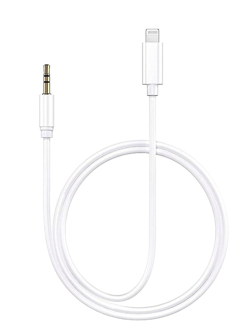 بروماس كيبل ايفون بمدخل AUX للسيارة، كيبل فيتون لايتنينج معتمد من MFi الى 3.5 ملم، كيبل صوت بمدخل AUX ستيريو متوافق مع ايفون 14 بروماكس و آيفون 14 برو , 14بلس, 14, 13 بروماكس ,13 و13 برو و12 و11 وSE 2020 وXS وXR وX و8 و7، طول 1 متر - 3.3 قدم، ابيض - Image 3