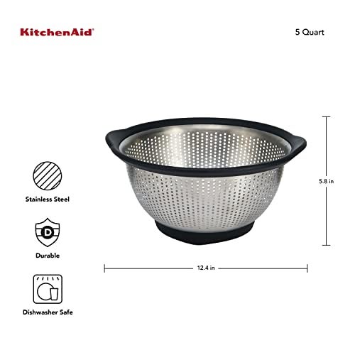 KitchenAid Stainless Steel Colander 5 Quart Black - Image 3