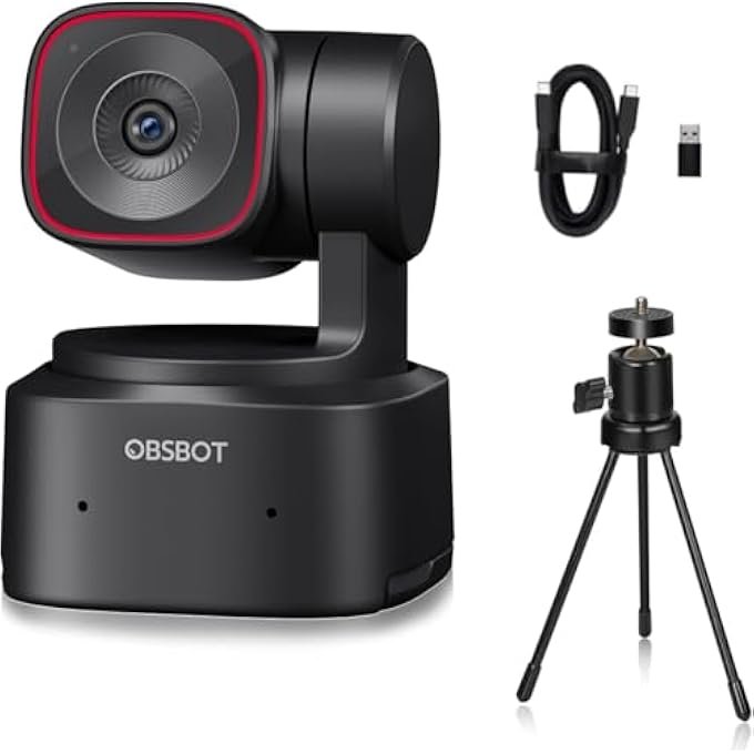 rayihni TINY 2 LITE AI-POWERED 4K UHD PTZ WEBCAM,1/2" CMOS 4X DIGITAL ZOOM AI AUTO TRACKING WITH AUTO ZOOM GESTURE CONTROL 2.0, LIVESTREAM FOR GAME/MEETING/ONLINE EDUCATE, W MINI TRIPOD - Image 1